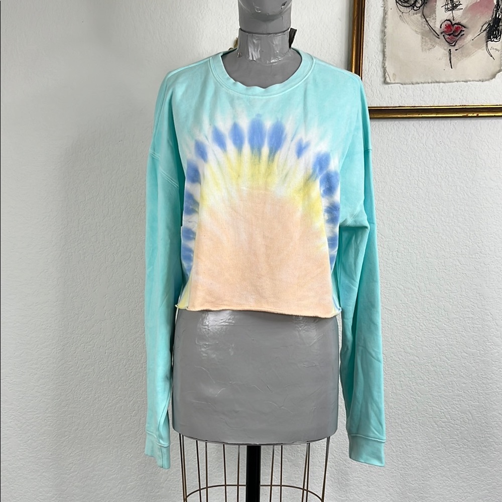 WSLY Pastel Long Sleeve Cropped Tie-Dye Sweatshirt